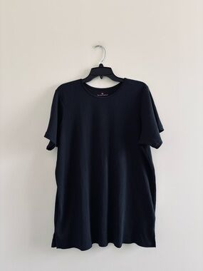 Woman Within Tee Shirt Black Waffle Knit Short Sleeve Women 18/20 Casual Classic